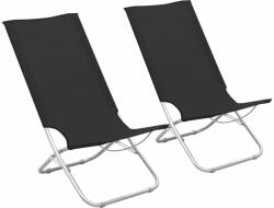 vidaXL Scaune de plajă pliante, 2 buc. , negru, material textil (310375)
