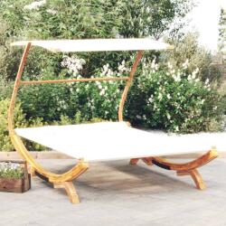 vidaXL Pat de exterior cu baldachin, crem, 165x203x138 cm, lemn masiv (313951)