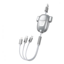 Dudao L8Pro 3in1 kábel USB - Micro USB / Lightning / USB-C 3A 25-110cm, szürke (L8Pro)
