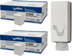 Celtex Hartie igienica intercalata CELTEX 71300, 2 straturi, 250 buc/set, 72 seturi/bax si dispenser CELTEX 92270