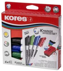 Kores Marker whiteboard Kores set 4 + burete magnetic (KO20863)