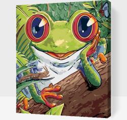  Festés számok szerint - Kis béka Méret: 40x50cm, Keretezés: Keret nélkül (csak a vászon)