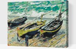  Festés számok szerint - Claude Monet - Három halászhajó Méret: 40x50cm, Keretezés: Keret nélkül (csak a vászon)