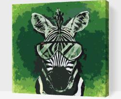 Festés számok szerint - Szemüveges zebra Méret: 50x50cm, Keretezés: Keret nélkül (csak a vászon)