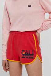 Superdry rövidnadrág női, piros, nyomott mintás, közepes derékmagasságú - piros XL