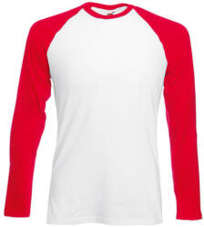 Fruit of the Loom Férfi póló Hosszú ujjú Fruit of the Loom Baseball Longsleeve T - M, Fehér/Piros