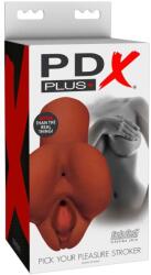 PDX Pick Your Pleasure - 2in1 élethű maszturbátor (barna) - vagyaim