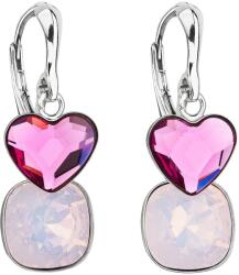 Swarovski elements Cercei roz din argint cu cristale Swarovski, în formă de inimă 31234.3