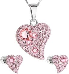 Swarovski elements Inimă în formă de inimă, montată în argint cu Swarovski elements 39170.3 light rose
