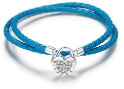 Ékszerkirály Női karkötő ezüstből és műbőrből, kék (1005001679402575)