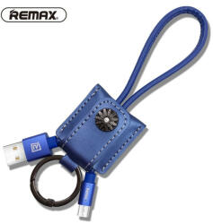 REMAX Micro usb adatkábel, 2.1A, 0.3m, bőr, kék, Remax RC-079m