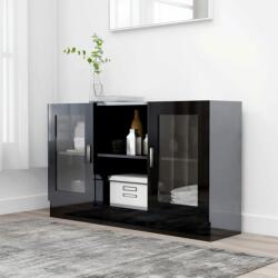 vidaXL Dulap cu vitrină, negru extralucios, 120 x 30, 5 x 70 cm, PAL (802793) Comoda