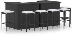 vidaXL Set mobilier bar de grădină cu perne, 8 piese, negru, poliratan (3064926) - vidaxl