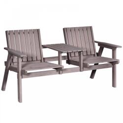 AOSOM Kerti pad asztallal fa kerti ülőbútor napernyőtartóval 152x70x79 cm fenyőfa