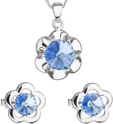 Swarovski elements Set de argint în formă de floare cu elemente Swarovski 39173.3 safir deschis