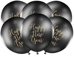 PartyDeco Balon negru - Happy New Year