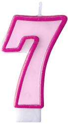 PartyDeco Lumânare pentru zi de naştere cu cifra 7 roz