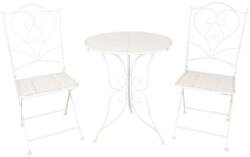 Clayre & Eef Set 2 scaune pliabile si masa din otel alb Ø 60 cm x 70 h (5Y0637) - decorer