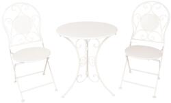 Clayre & Eef Set 2 scaune pliabile si 1 masa din fier alb Ø 60 cm x 70 h (5Y0633) - decorer
