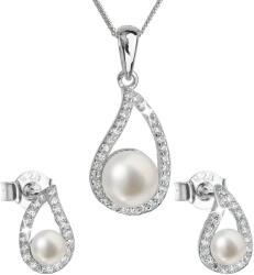 Pavona Set din argint cu perle albe de râu 29027.1 cu zirconiu alb