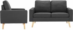 vidaXL Set de canapele, 2 piese, gri închis, material textil (3056615) Canapea