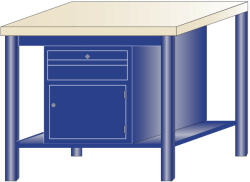 AVWH Műhelyasztal ipari kivitel 1 fiók és szekrény 40 mm rétegelt lemez munkalap 700 kg teherbírású munkaasztal 100x70x88 cm CORTI STONE