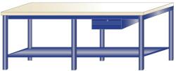 AVWH Fiókos műhelyasztal ipari kivitel 43 mm bükkfa munkalappal, 1 fiókkal 1300 kg teherbírású munkaasztal 250x75x88 cm CORTI STONE