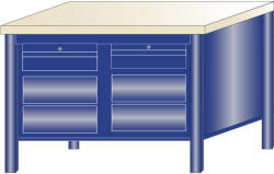 AVWH Fiókos műhelyasztal ipari kivitel 6 fiók 40 mm rétegelt lemez munkalap 700 kg teherbírású munkaasztal 120x75x88 cm CORTI STONE