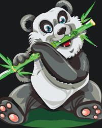 Festés számok szerint - Panda bambusszal Méret: 40x50cm, Keretezés: Keret nélkül (csak a vászon)