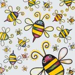  Festés számok szerint - Cuki méhecskék Méret: 50x50cm, Keretezés: Keret nélkül (csak a vászon)