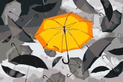Festés számok szerint - Esernyők Méret: 40x60cm, Keretezés: Keret nélkül (csak a vászon)