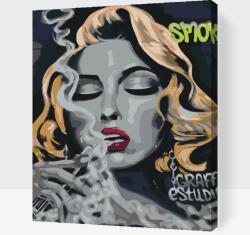  Festés számok szerint - A nő és a cigaretta Méret: 40x50cm, Keretezés: Keret nélkül (csak a vászon)