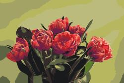  Festés számok szerint - Piros tulipáncsokor Méret: 40x60cm, Keretezés: Keret nélkül (csak a vászon)