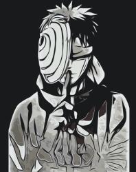 Festés számok szerint - Uchiha Obito Méret: 40x50cm, Keretezés: Keret nélkül (csak a vászon)