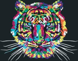 Festés számok szerint - Színpompás tigris Méret: 50x50cm, Keretezés: Keret nélkül (csak a vászon)