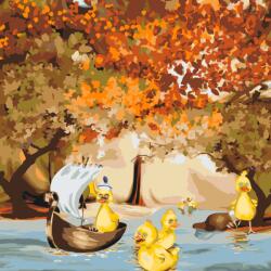  Festés számok szerint - Kiskacsák kalandra indulnak Méret: 50x50cm, Keretezés: Keret nélkül (csak a vászon)