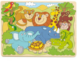 Woodyland Afrika állatai formakirakó falap puzzle (91930)