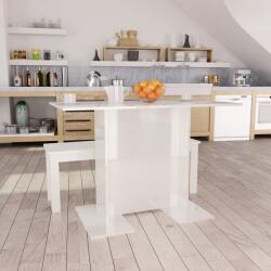 vidaXL Masă de bucătărie, alb extralucios, 110x60x75 cm, PAL (800249)