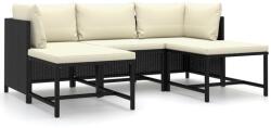 vidaXL Set mobilier de grădină cu perne, 5 piese, negru, poliratan (3059779) - comfy