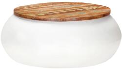 vidaXL Măsuță de cafea, alb, 68x68x30 cm, lemn masiv reciclat (323534) - comfy