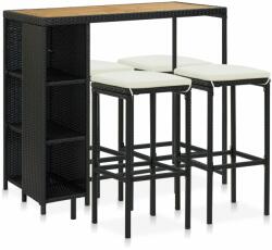 vidaXL Set mobilier bar de grădină cu perne, 5 piese, negru, poliratan (3064916) - comfy