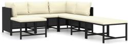 vidaXL Set mobilier de grădină cu perne, 7 piese, negru, poliratan (3059790) - comfy