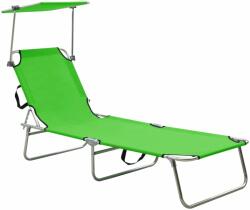 vidaXL Șezlong pliabil cu copertină, verde, aluminiu (310361) - comfy