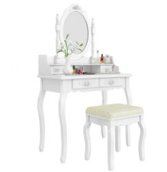 Timeless Tools Tükrös fésülködő asztal párnázott székkel, Rome - fehér