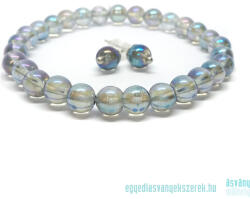  Boldogság fokozó, aura védő - akva aura kvarc ásvány karkötő és fülbevaló