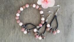  Megbocsátást segítő, lelki sérüléseket gyógyító - rodonit ásvány karkötő és fülbevaló