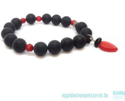  Energetizáló, vágyfokozó, védelmező - matt ónix, bambusz korall ásvány karkötő