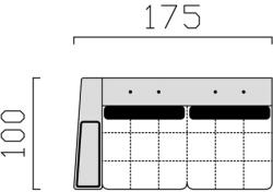 Hetti ülőgarnitúra elem rugós, habszivacs variálható, elem 31, fix, 1 karfás, 31/fix/1k