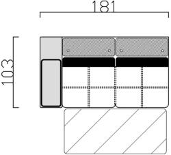 Riva ülőgarnitúra elem rugós variálható, elem 31, nyitható, lábtartóval, 1 karfás, 31/NY-LV/1k