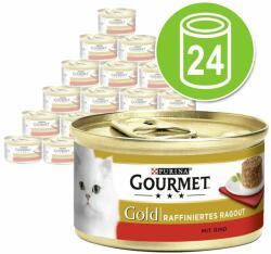 Gourmet 24x85g Gourmet Gold rafinált ragu nedves macskatáp- Csirke & marha